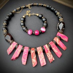 Natural gemstone necklace & bracelet set. Bespoke